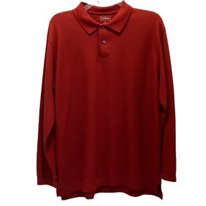 L.L. Bean Double L Long Sleeve Mountain Red Polo Shirt
